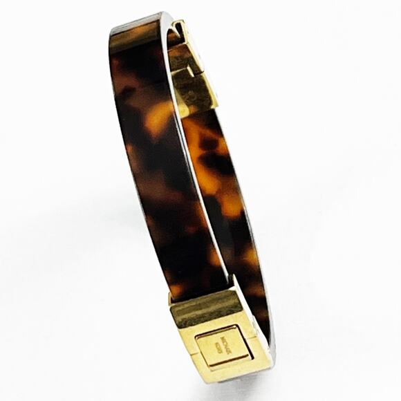 Michael Kors Faux Tortoise Shell Clamper Hinged Bangle Bracelet - Picture 6 of 6